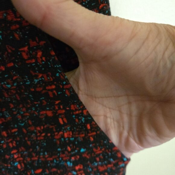 Nanette Lepore Red Black Tweed Leather Insert Sleeveless Sheath Dress Size 12 - Picture 4 of 7